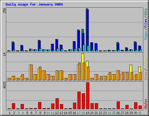 Daily usage for January 2009