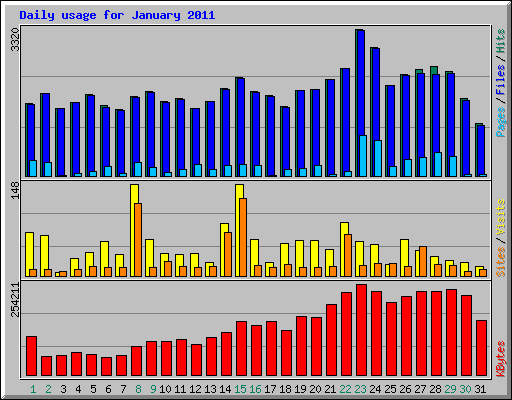 Daily usage for January 2011