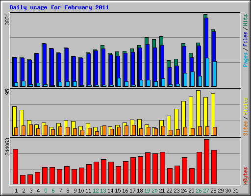 Daily usage for February 2011