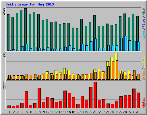 Daily usage for May 2013