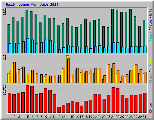 Daily usage for July 2013