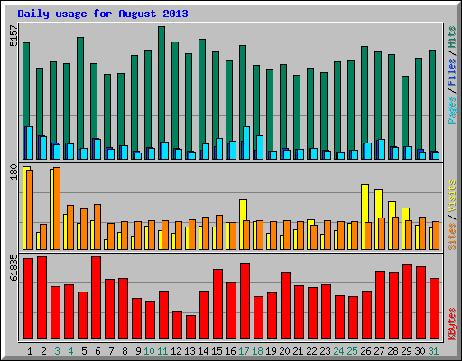 Daily usage for August 2013