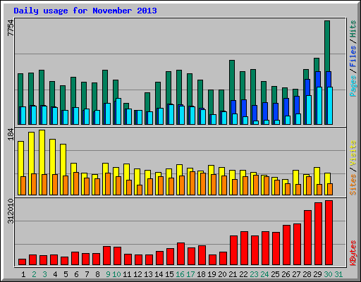 Daily usage for November 2013