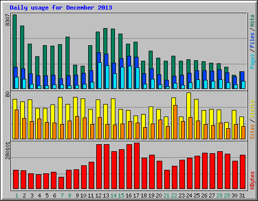 Daily usage for December 2013