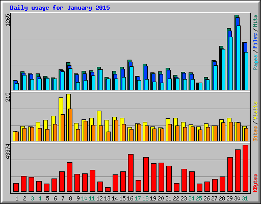 Daily usage for January 2015