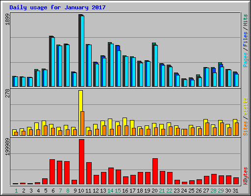 Daily usage for January 2017