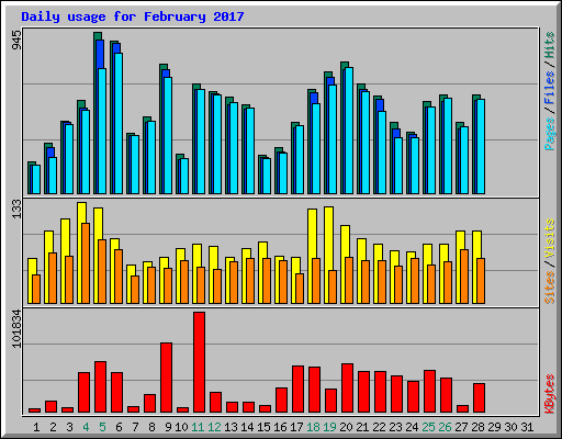 Daily usage for February 2017