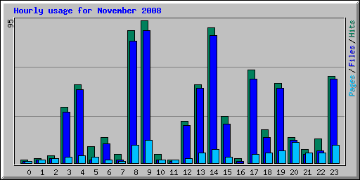 Hourly usage for November 2008