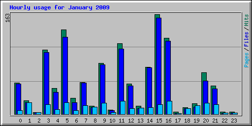Hourly usage for January 2009