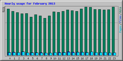 Hourly usage for February 2013