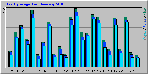 Hourly usage for January 2016