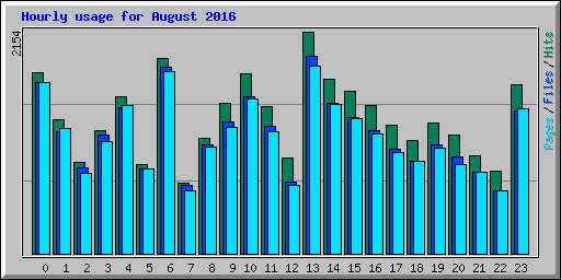 Hourly usage for August 2016